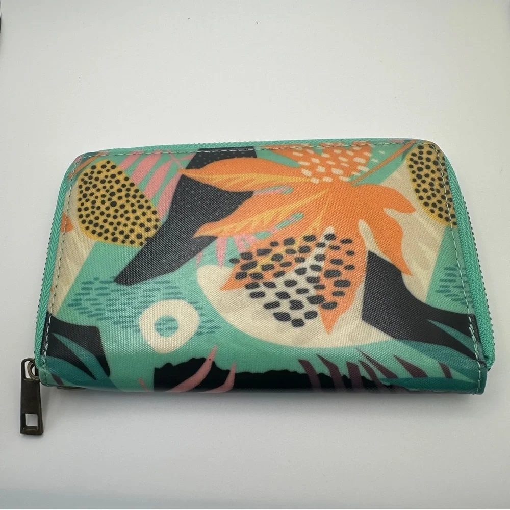 Wander Vibrant Tropical Artistic Print Zippered Wallet Abstract Floral Motifs - Picture 7 of 15